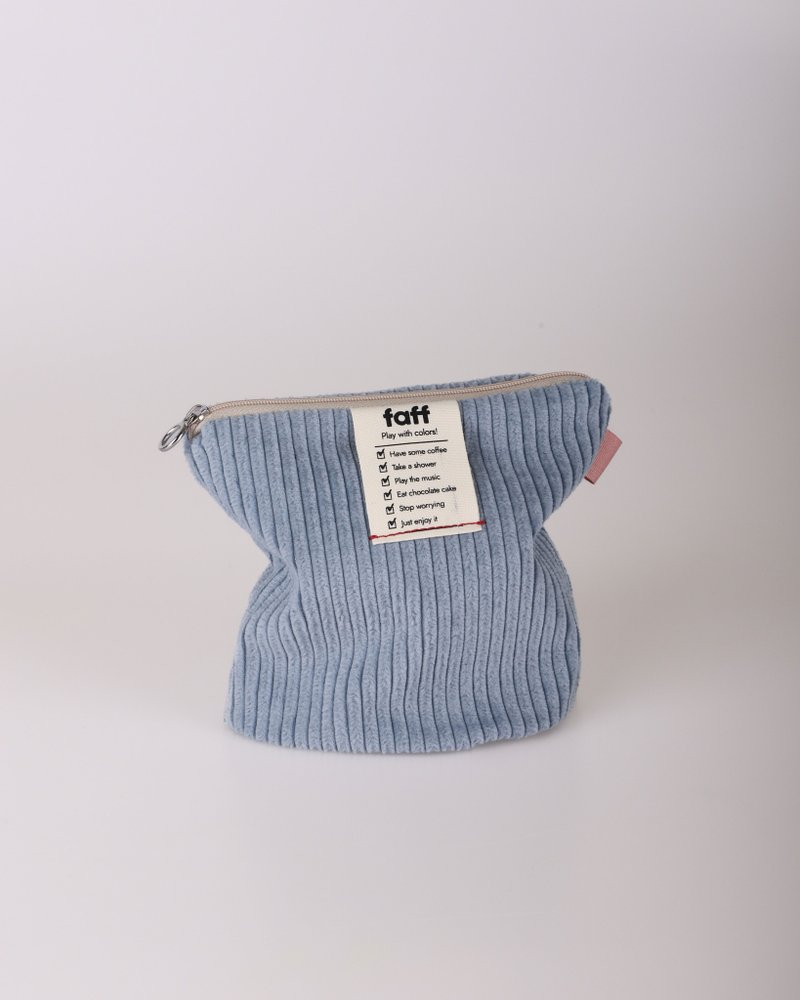 faff Pouch 灯芯绒 蓝月 - 化妆包/杂物包 - 棉．麻 蓝色