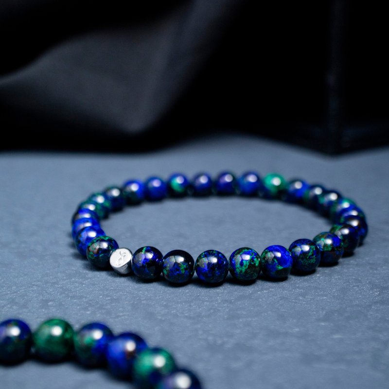 顶级蓝铜矿 | 天然能量手串 | 6-7mm - 手链/手环 - 水晶 蓝色