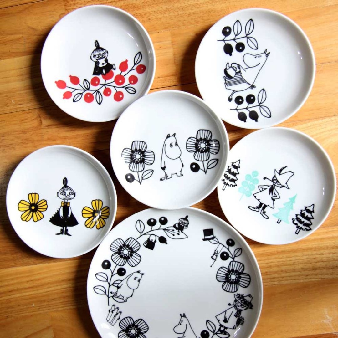 MOOMIN噜噜米-山谷系列6入浅盘(1大5小) - 盘子/餐盘/盘架 - 陶 