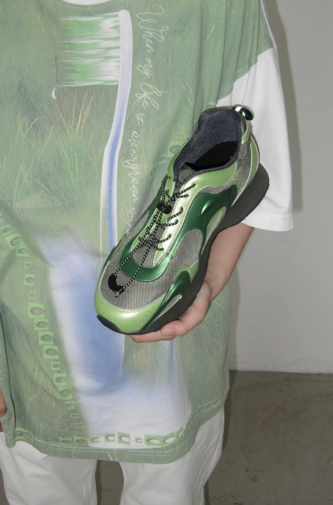 Summer Green Twins Ripple Sneakers 水波纹鞋 夏日绿 - 男款休闲鞋 - 其他材质 绿色