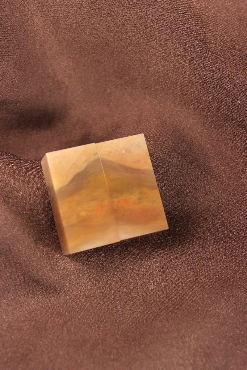 【日好手工刻印・情人结婚对章】巴林石 A250617 - 印章/印台 - 石头 橘色