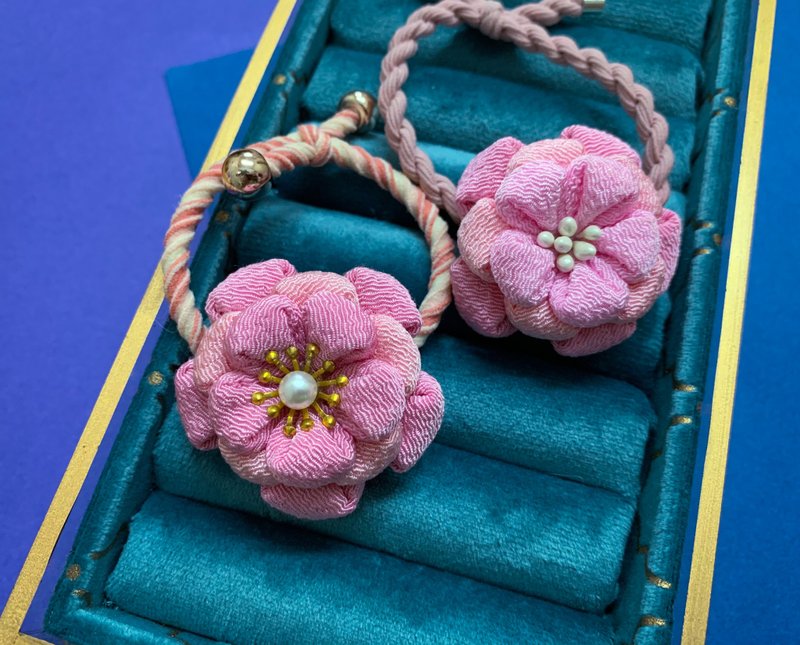 (和风花布 粉色重瓣) つまみ细工 发圈  日常华丽 - 发饰 - 其他人造纤维 多色