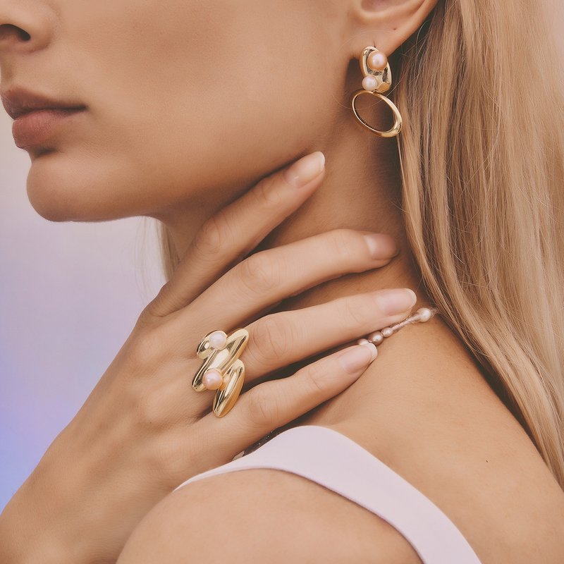 Multiverse - 平行时空珍珠戒指-纯银 - 戒指 - 铜/黄铜 金色