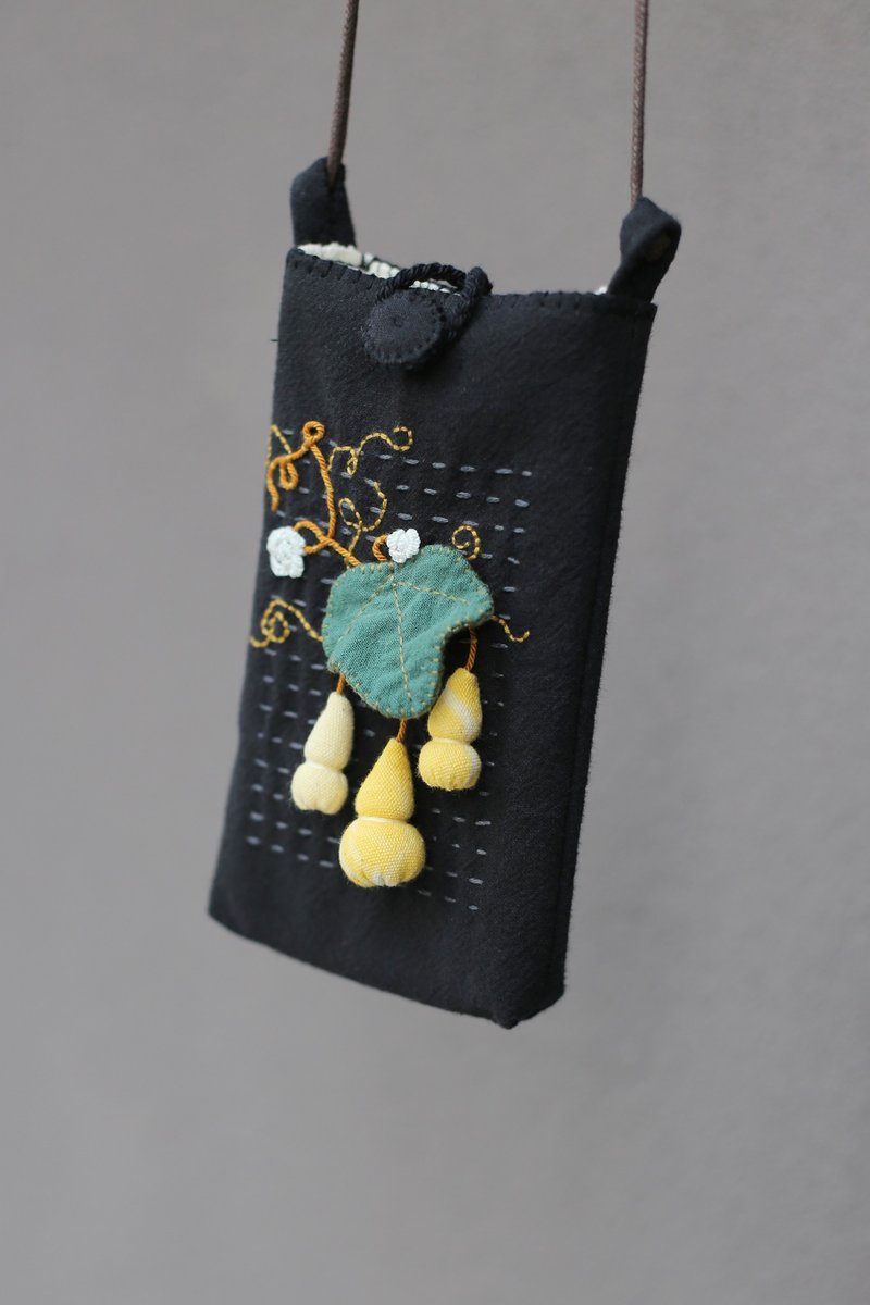 壹染指原创 棉麻全手缝 | 葫芦 斜挎 手提 两用 手机布包 | 客制 - 侧背包/斜挎包 - 棉．麻 多色