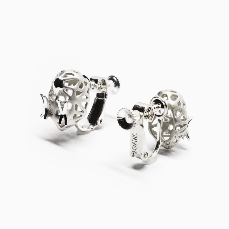 Little parakeet SV925 earring ~ear clip~【Pio by Parakee】豆的鸚鵡夾式耳環 - 耳环/耳夹 - 其他金属 银色