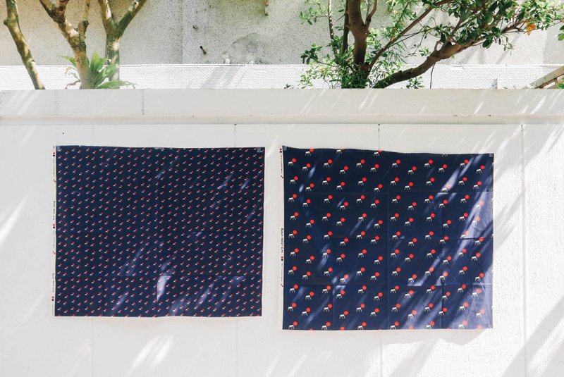 兔子设计款布料 - 富士山/经典款深蓝 - 编织/刺绣/羊毛毡/裁缝 - 棉．麻 蓝色