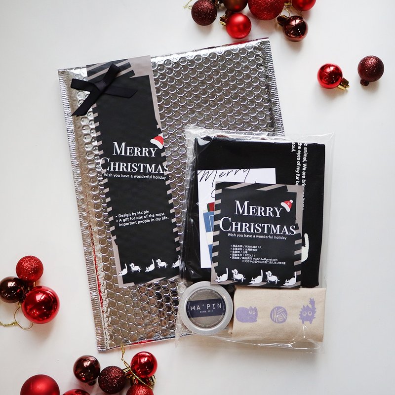 【圣诞礼盒 交换礼物】喵星人帆布包组合/黑色 - 侧背包/斜挎包 - 棉．麻 黑色