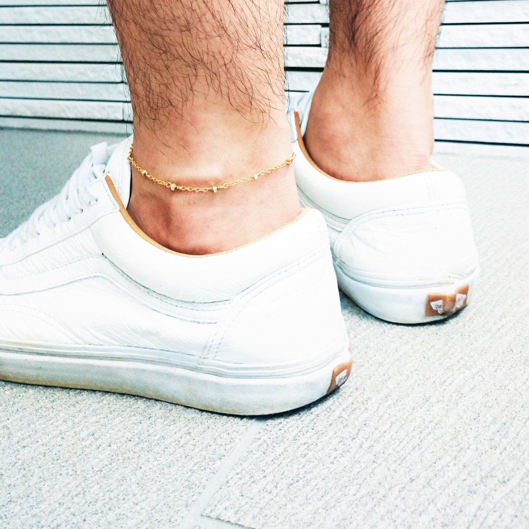 MENS metal station anklet / bracelet 2WAY - 手链/手环 - 其他金属 金色