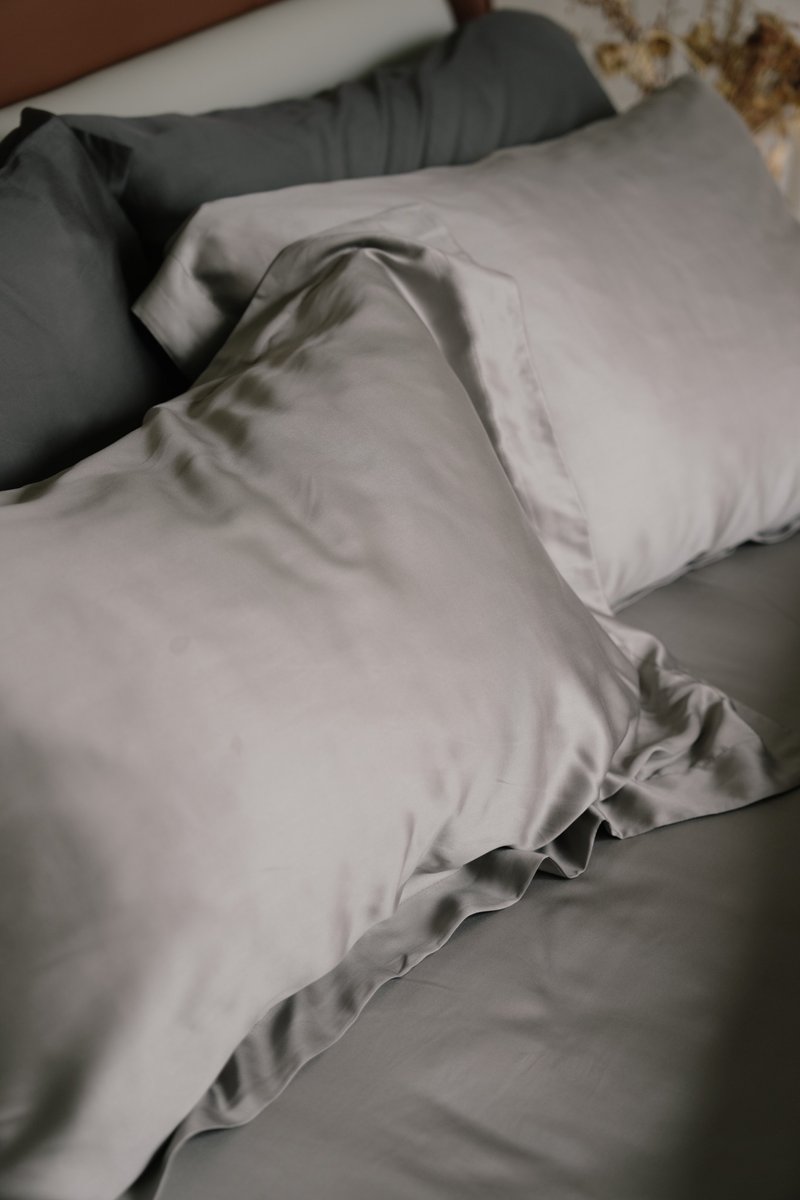 100支天丝Tencel 500织莱赛尔(双股纱)枕套-单入-银灰 - 寝具 - 其他材质 银色