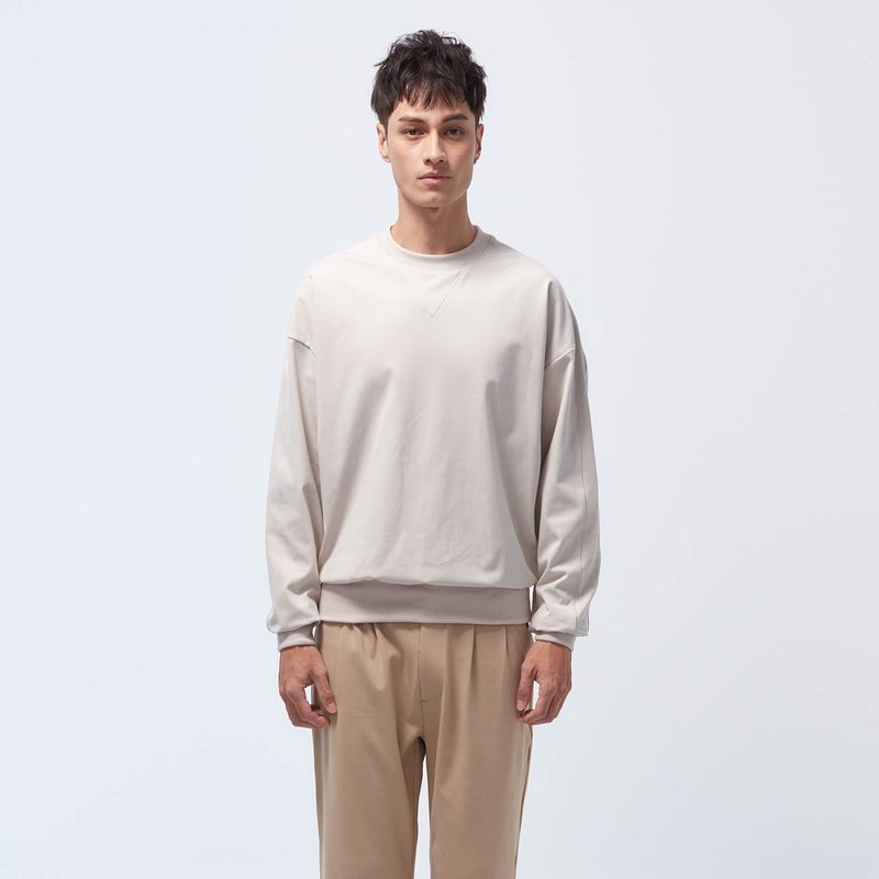 REBOOT-苏活宽版长袖上衣-银啡麻 - 中性连帽卫衣/T 恤 - 聚酯纤维 灰色