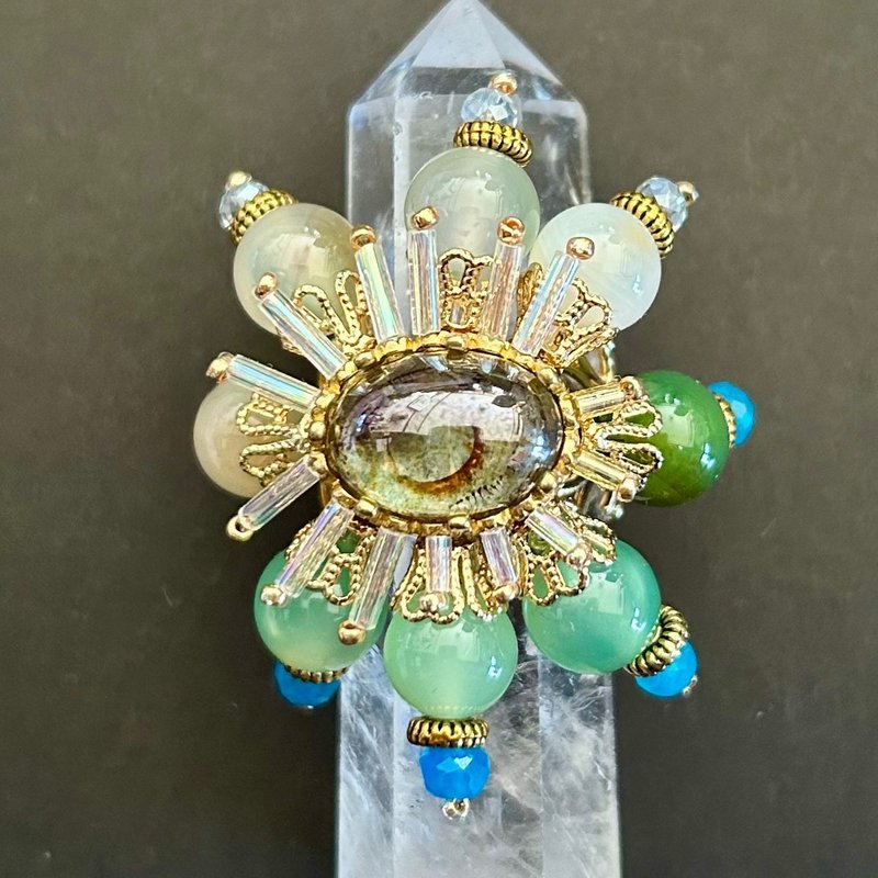 珠饰戒指 - 星座系列 - 天秤座 - 戒指 - 铜/黄铜 绿色