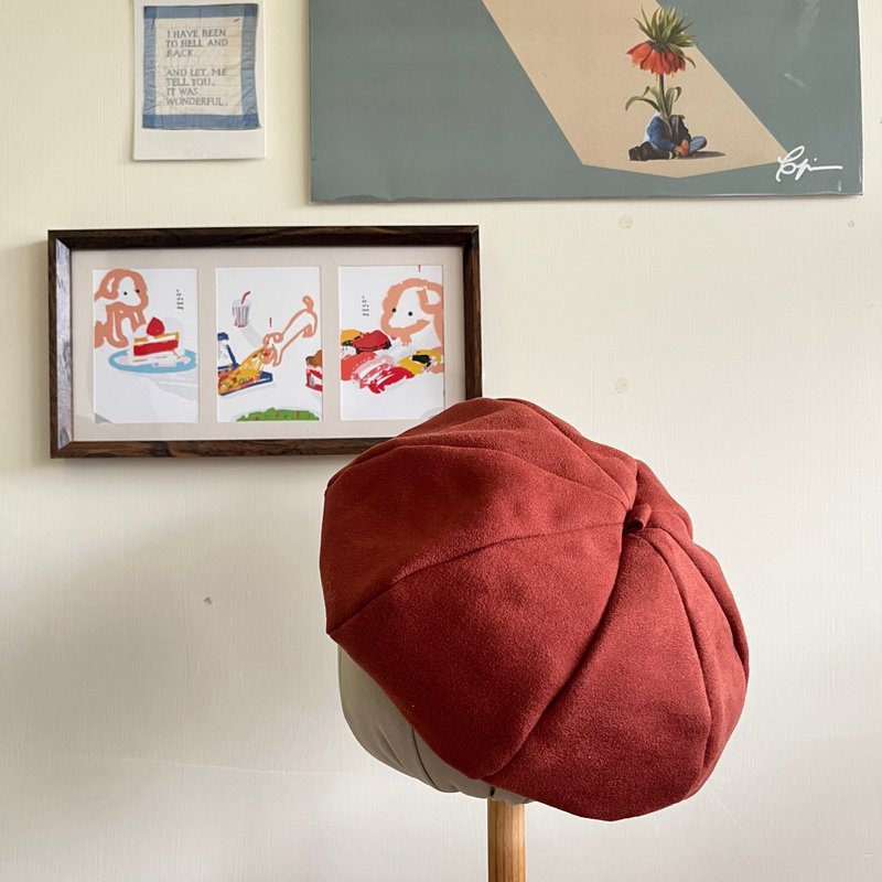 糸文 麂皮贝雷帽-南瓜橘 - 帽子 - 其他人造纤维 橘色