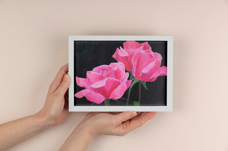 玫瑰原画| 花艺 | 油画 | 情人节礼物 - 墙贴/壁贴 - 棉．麻 多色