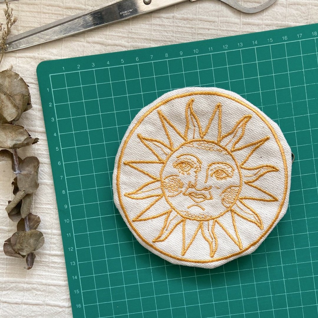 Circle coin purse – Sun - 手拿包 - 棉 黄色