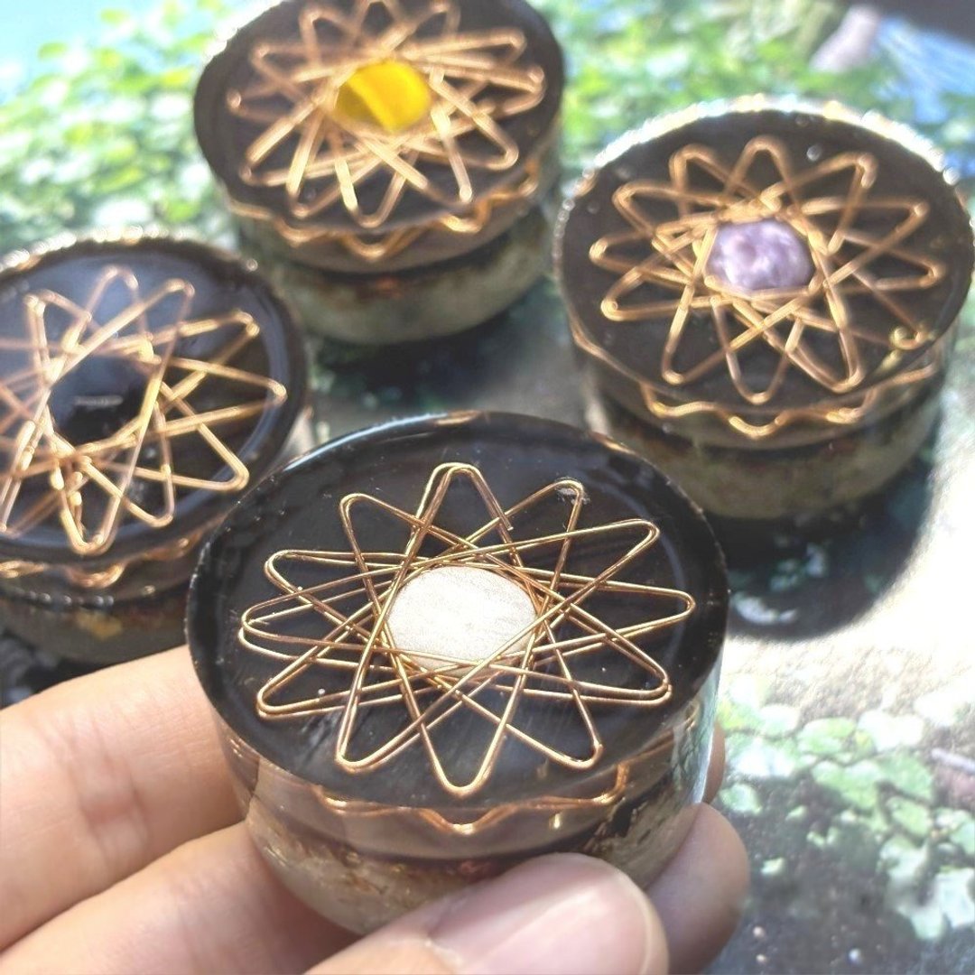 十二芒星双面奥刚 | 西藏金刚杵和能量水晶 - 摆饰 - 水晶 黑色