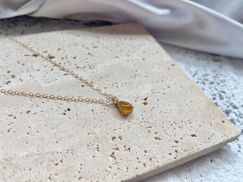 天然缅甸A货翡翠 黄翡编织项链 美国14kgf材质手工编织 - 项链 - 玉石 