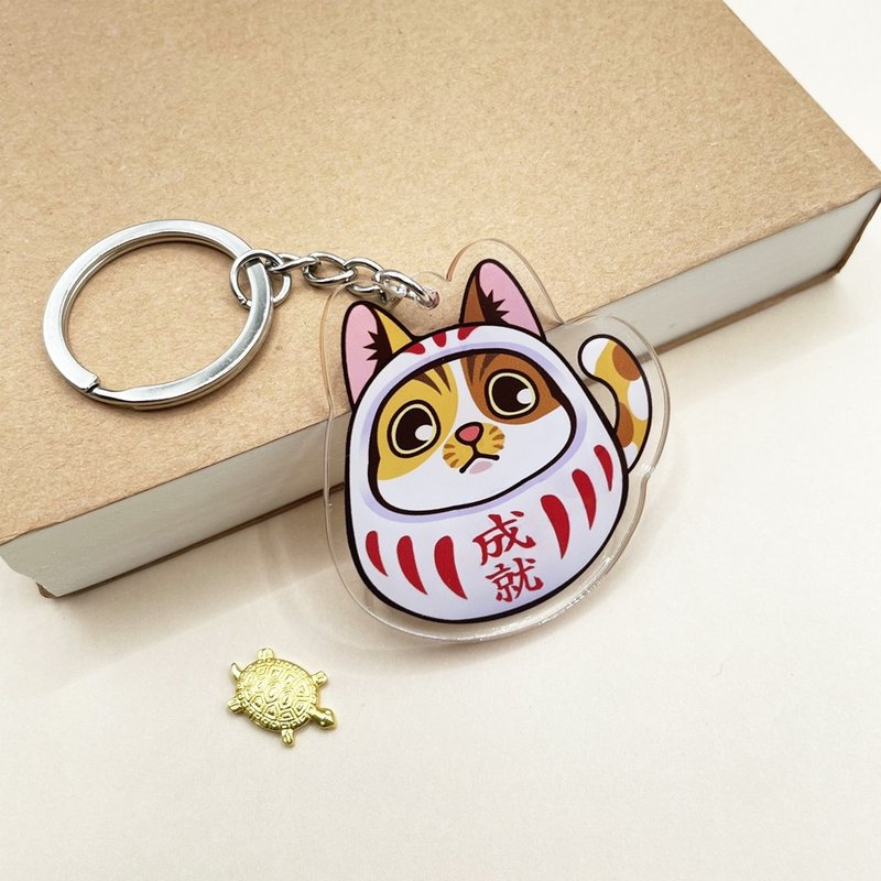 三花猫不倒翁 压克力钥匙圈 - 钥匙链/钥匙包 - 其他材质 橘色