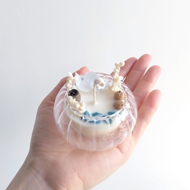 灯笼双层玻璃杯 45g 大豆香薰蜡烛磷灰石 结婚回礼 - 蜡烛/烛台 - 蜡 绿色