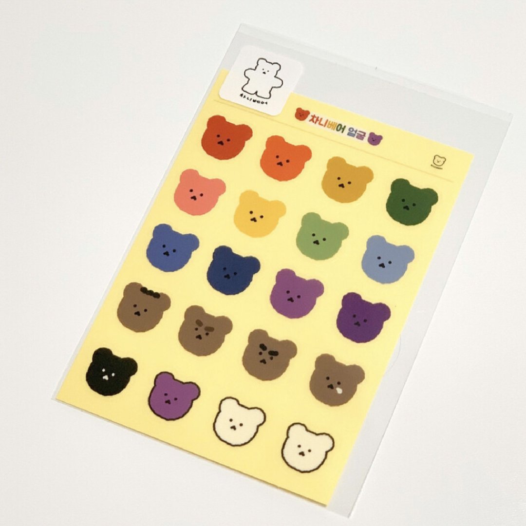 韩国文创 Chanibear 贴纸 - 脸部造型 可爱贴纸 - 贴纸 - 纸 