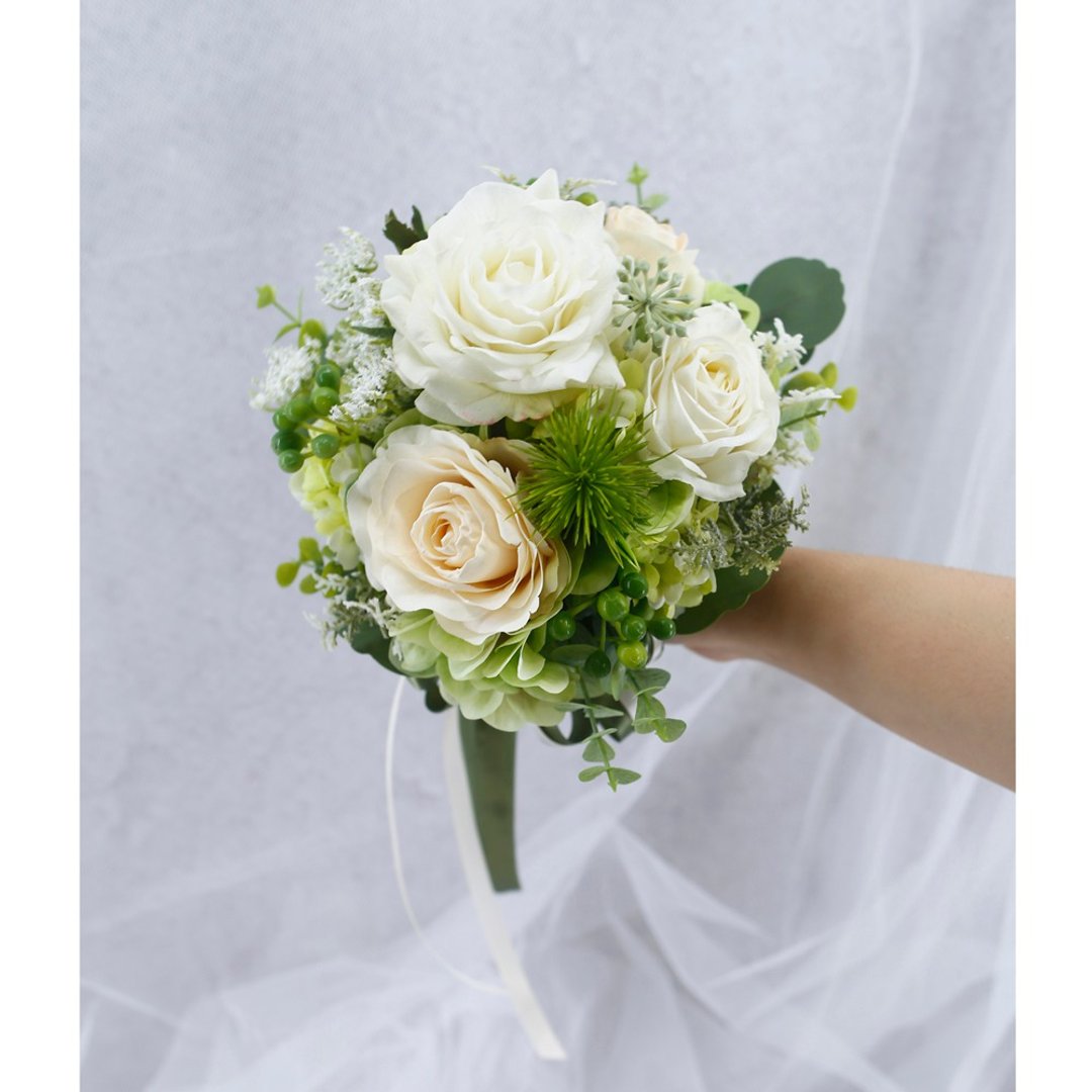 小甜心捧花 白玫瑰款/拟真花/婚纱摄影/新娘捧花/花束/告白/求婚 - 植栽/盆栽 - 其他材质 多色