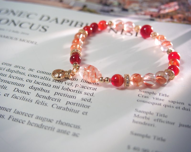 新品 l 红红火火 l 福气/财气 l 红玛瑙 l 红胶花 - 手链/手环 - 水晶 红色