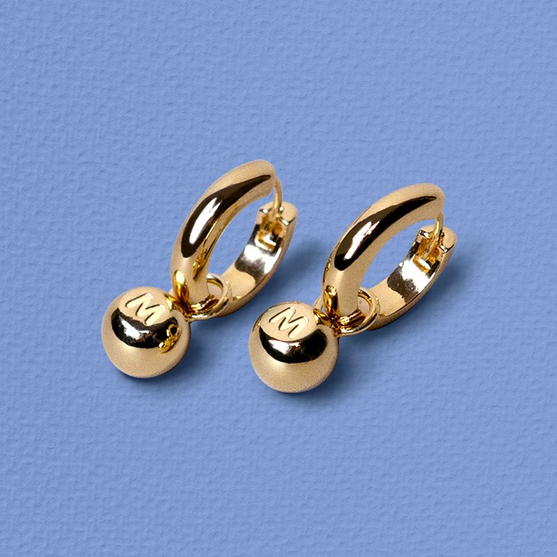【雙 11 限定】  Anne Stone Hoops Earrings (Gold Color) - 耳环/耳夹 - 纯银 金色