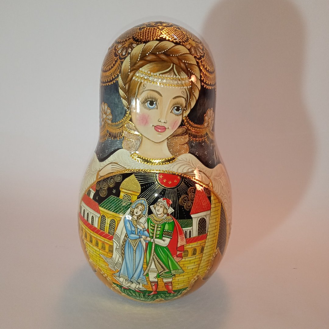 Roly Poly Matryoshka Russian nesting doll  OOAK children's toy wooden doll - 玩偶/公仔 - 木头 蓝色