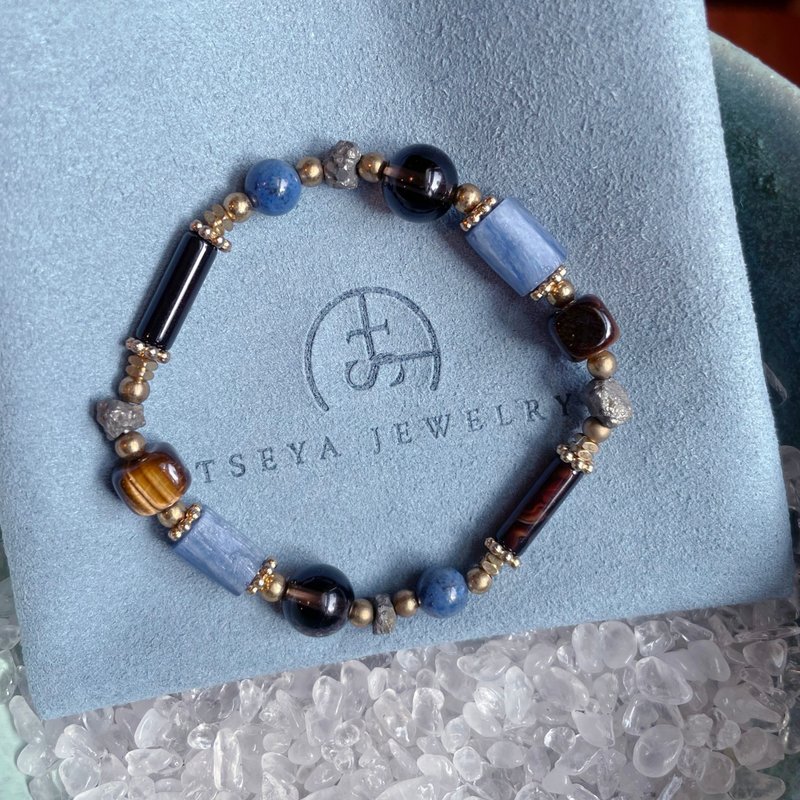 避邪保平安 ∣ 蓝晶石 黄虎眼 茶晶 手链 - 手链/手环 - 半宝石 蓝色