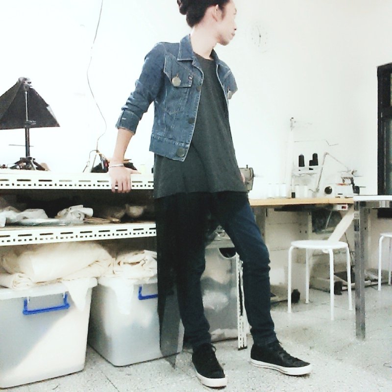 暗黑中性两件式渔网斜长上衣(女) Ray77 Galaxy - 女装上衣 - 聚酯纤维 灰色