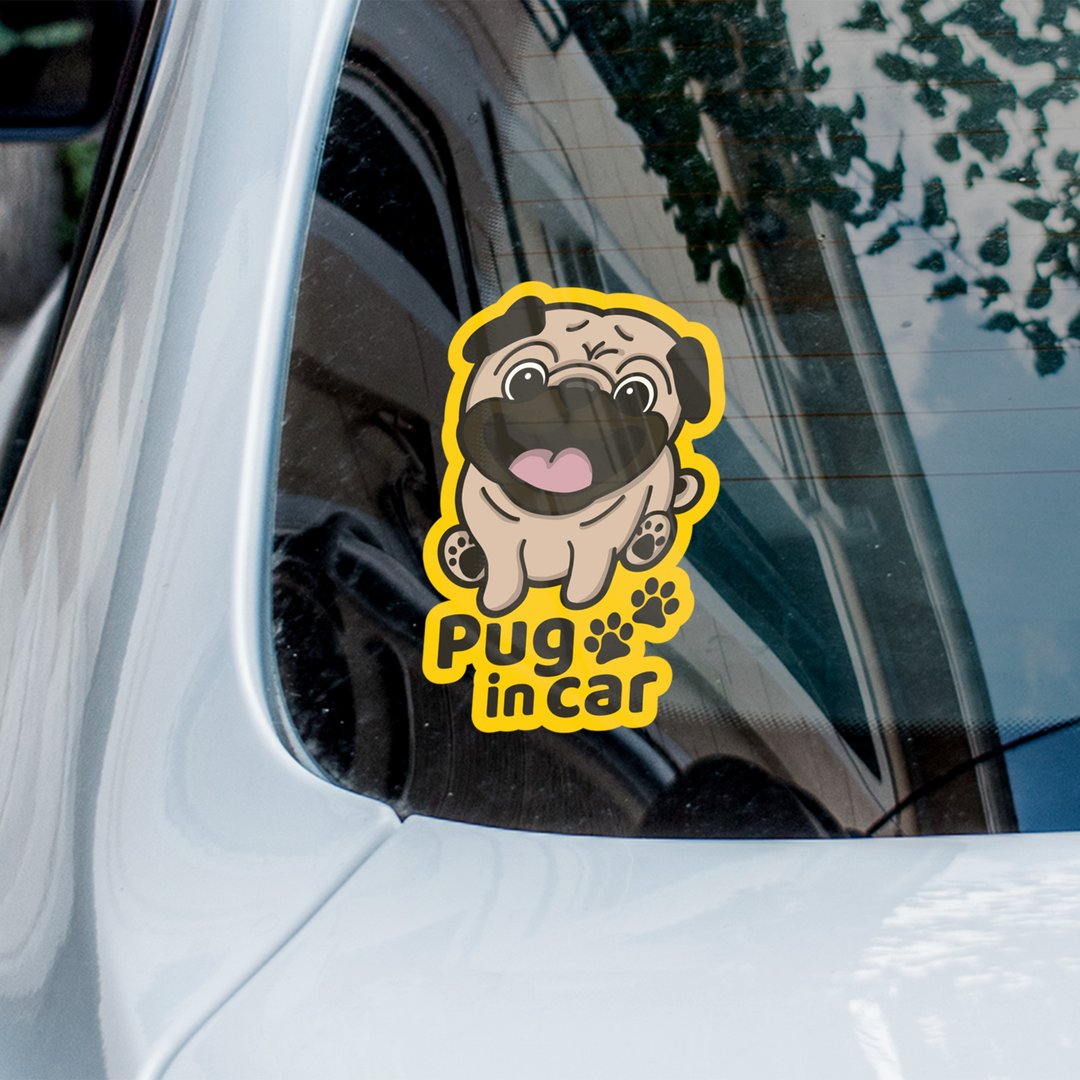 Pug in car 八哥狗 巴哥犬汽车贴 - 贴纸 - 防水材质 多色