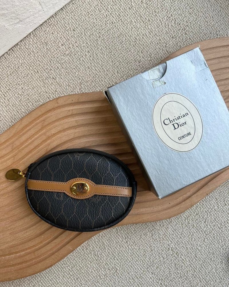中古Christian Dior深灰色蜂巢零钱包 - 零钱包 - 防水材质 灰色
