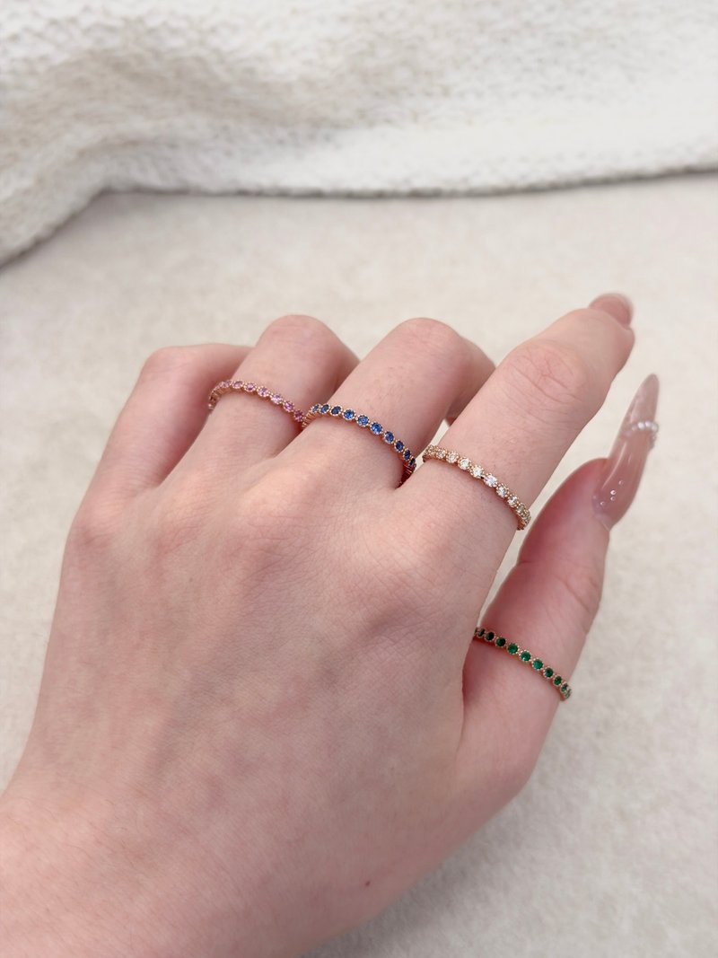 S925纯银镀玫瑰金 彩芒心语 戒指 - 戒指 - 纯银 金色