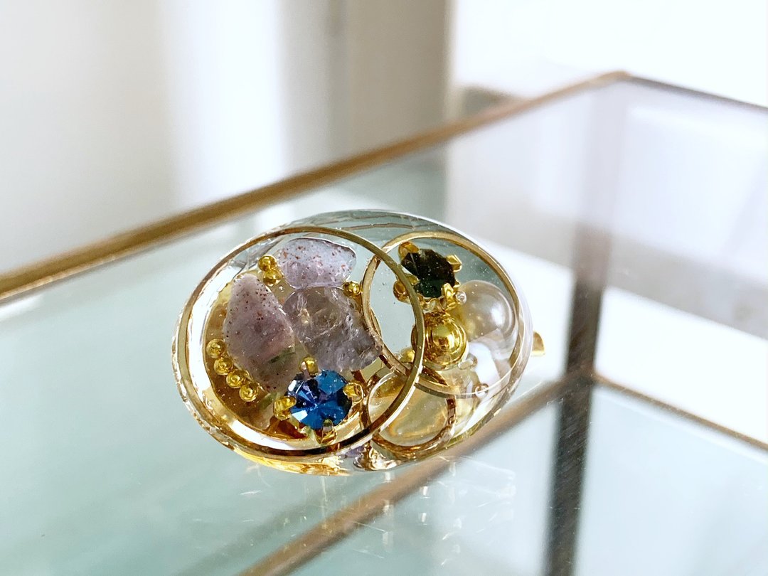 [September Birthstone] Iolite Oval Pony Hook (Hair Ornament) Hair Accessory - 发饰 - 树脂 蓝色