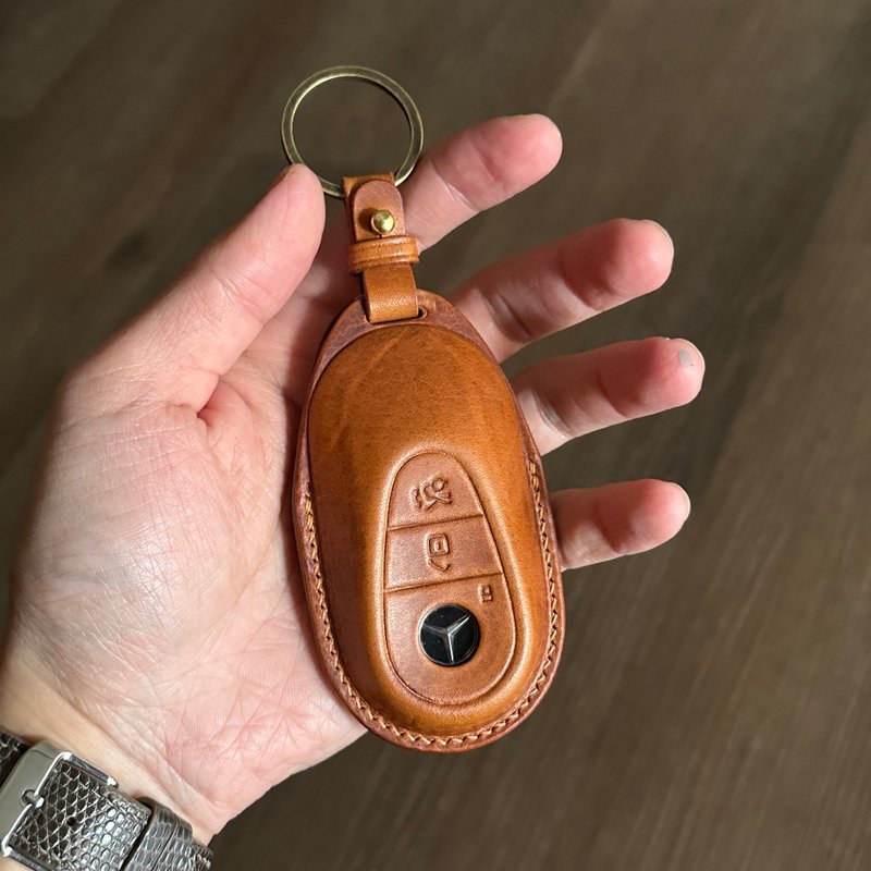 Benz奔驰 磨砂油蜡 汽车钥匙套 W213 E250 A class AMG a180 - 钥匙链/钥匙包 - 真皮 蓝色