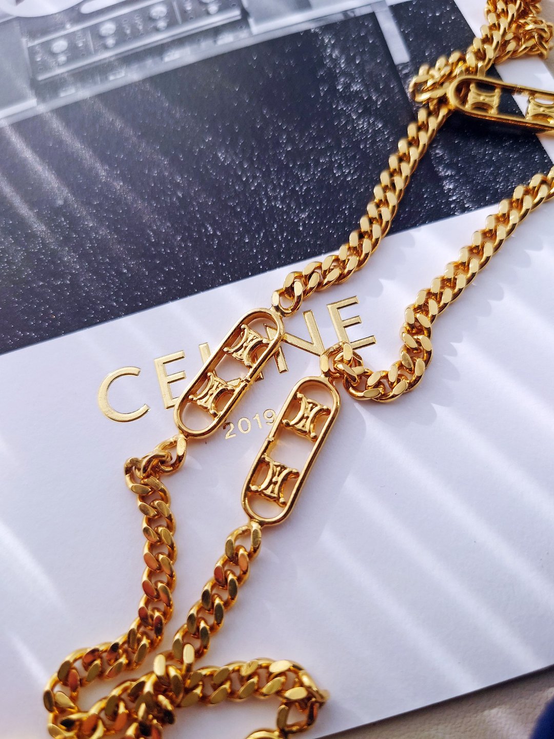 中古真品 CELINE 凯旋门金链 长颈链项链 手链腰链包包挂件挂饰 - 项链 - 其他金属 金色