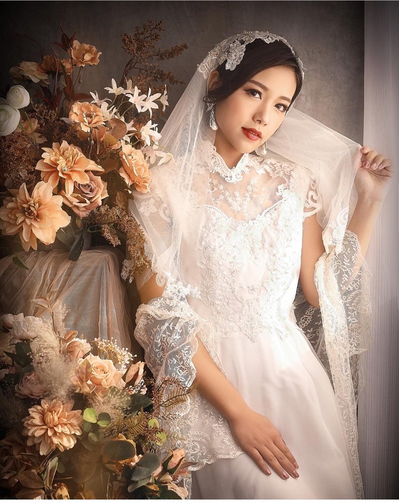 50年代法国古董蕾丝婚纱 - 晚装/礼服 - 棉．麻 白色