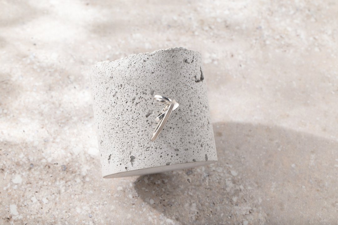 三环星带 纯银耳扣 Asteroid Belt Silver EarCuff - Triple - 耳环/耳夹 - 纯银 银色