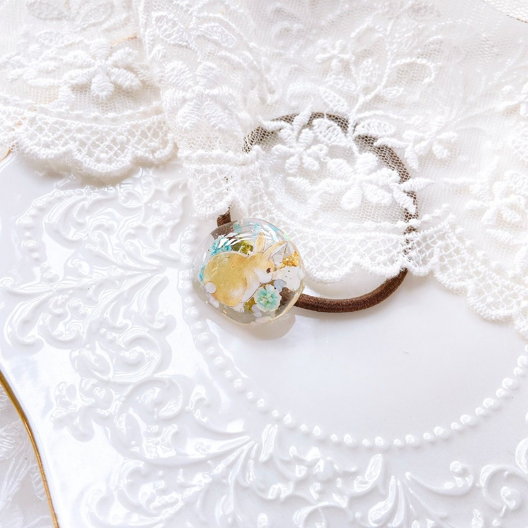 Kumayankee联乘Periwinkle Accessories 春日兔子发圈 日本花材 - 发饰 - 其他材质 多色