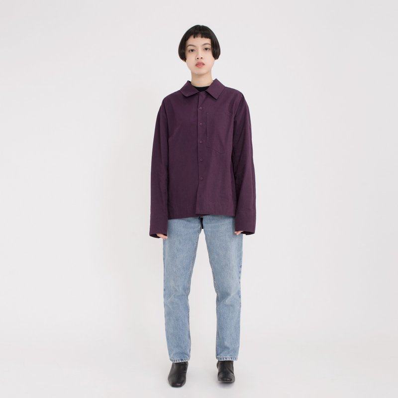 STAR 日久穿着 - 黑醋栗 古巴夹克 by rin - 女装休闲/机能外套 - 棉．麻 紫色