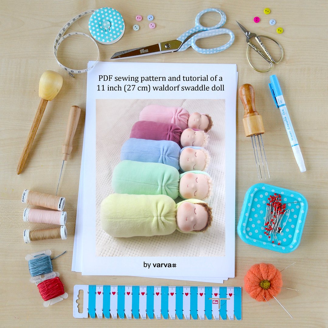 DIY, PDF sewing pattern and tutorial of a 11 inch (27 cm) waldorf swaddle doll - 手工艺教程/工具书 - 其他材质 