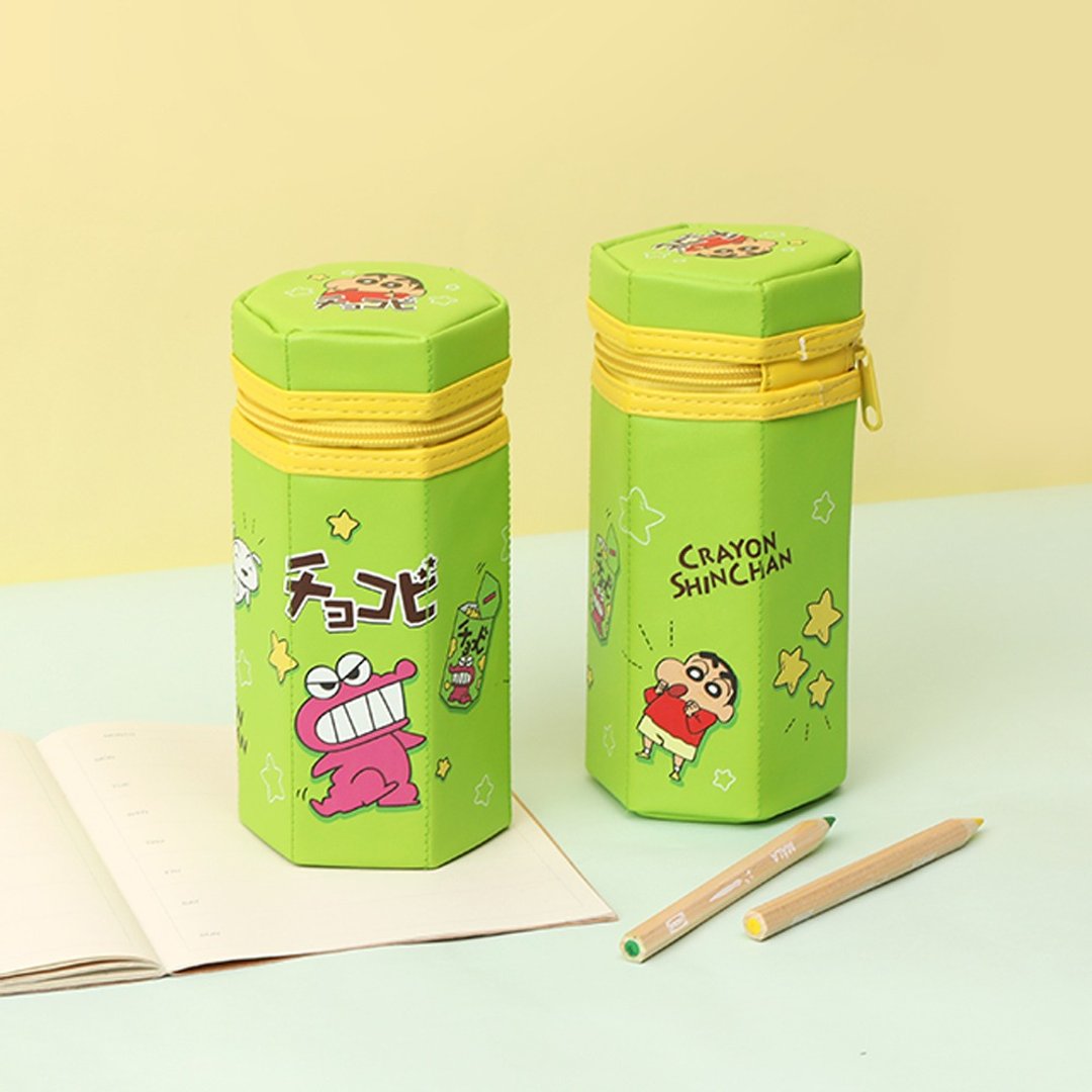 蜡笔小新巧克比造型笔袋-饼干盒造型六角笔袋 鳄鱼饼干 鳄鱼阿山 - 铅笔盒/笔袋 - 人造皮革 多色