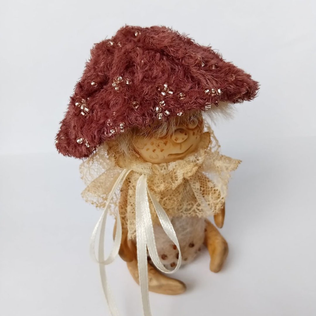 Art doll mushroom, cute mushroom handmade ooak - 玩偶/公仔 - 其他材质 