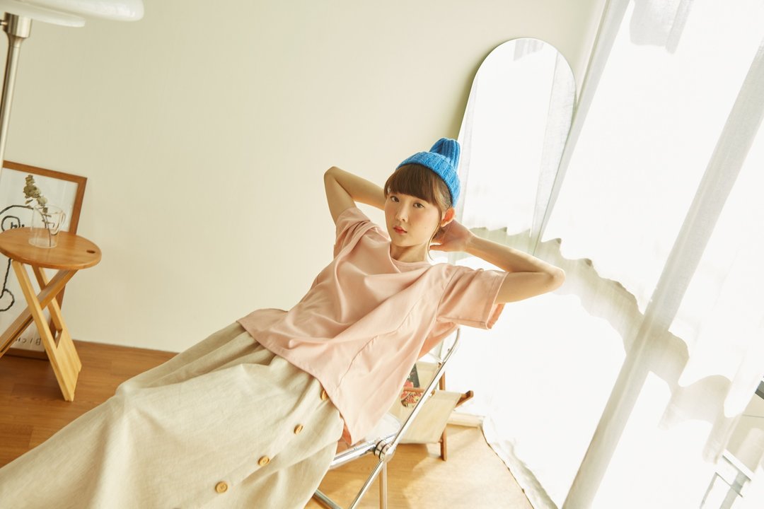 Oversize Blouse Short Sleeve - Pastel Pink Color - 女装上衣 - 棉 粉红色