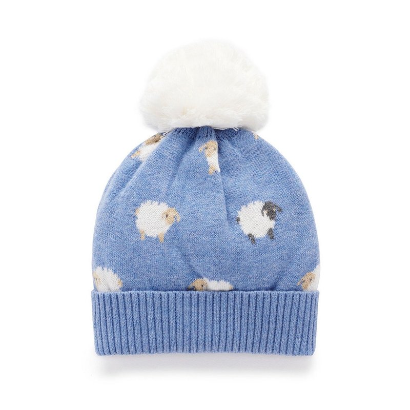 澳洲Purebaby有机棉男童毛线帽  蓝色绵羊 - 婴儿帽/发带 - 棉．麻 