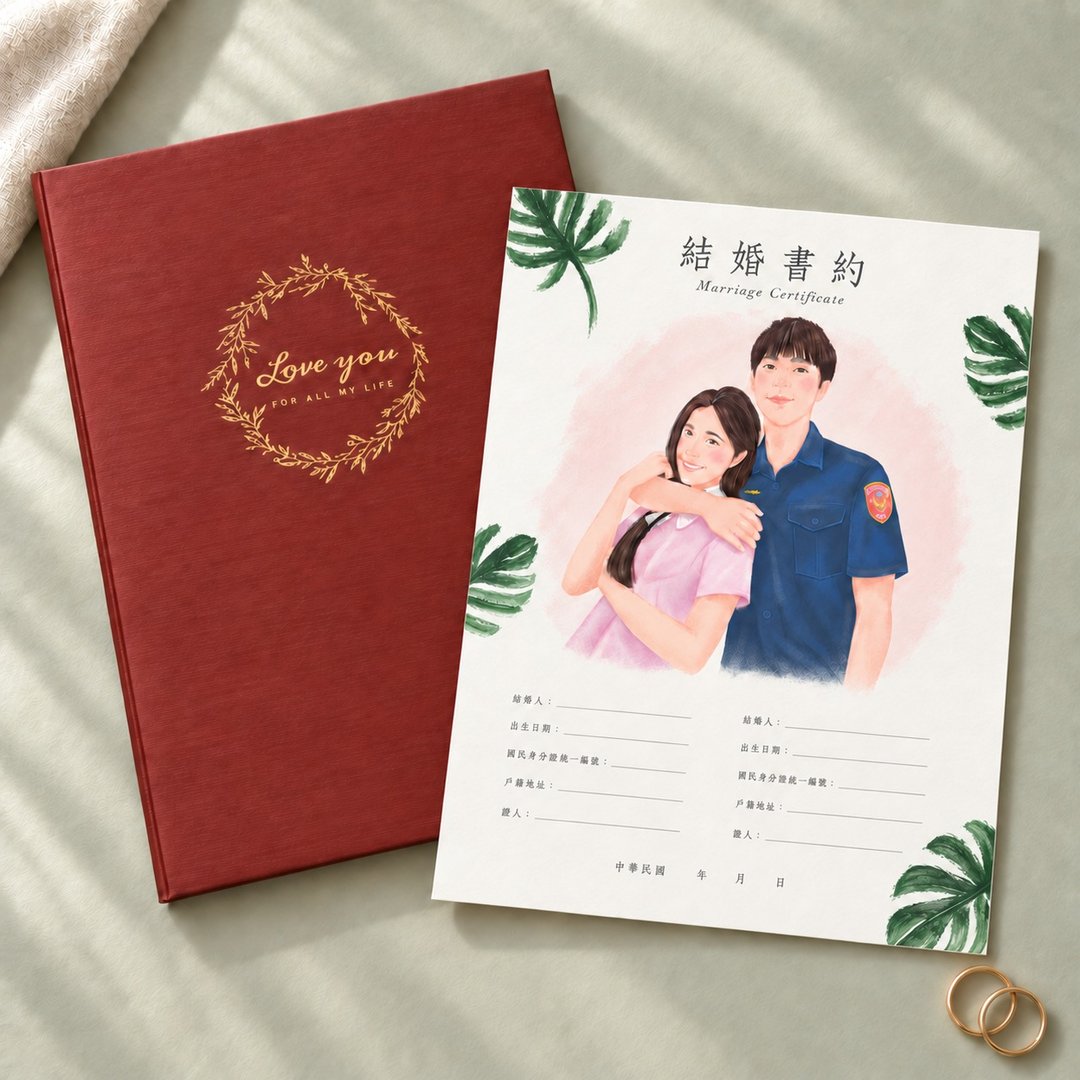 【结婚书约夹套组】来图绘制结婚插画 定制画像 似颜绘 手机壁纸 - 婚礼誓言书 - 纸 多色