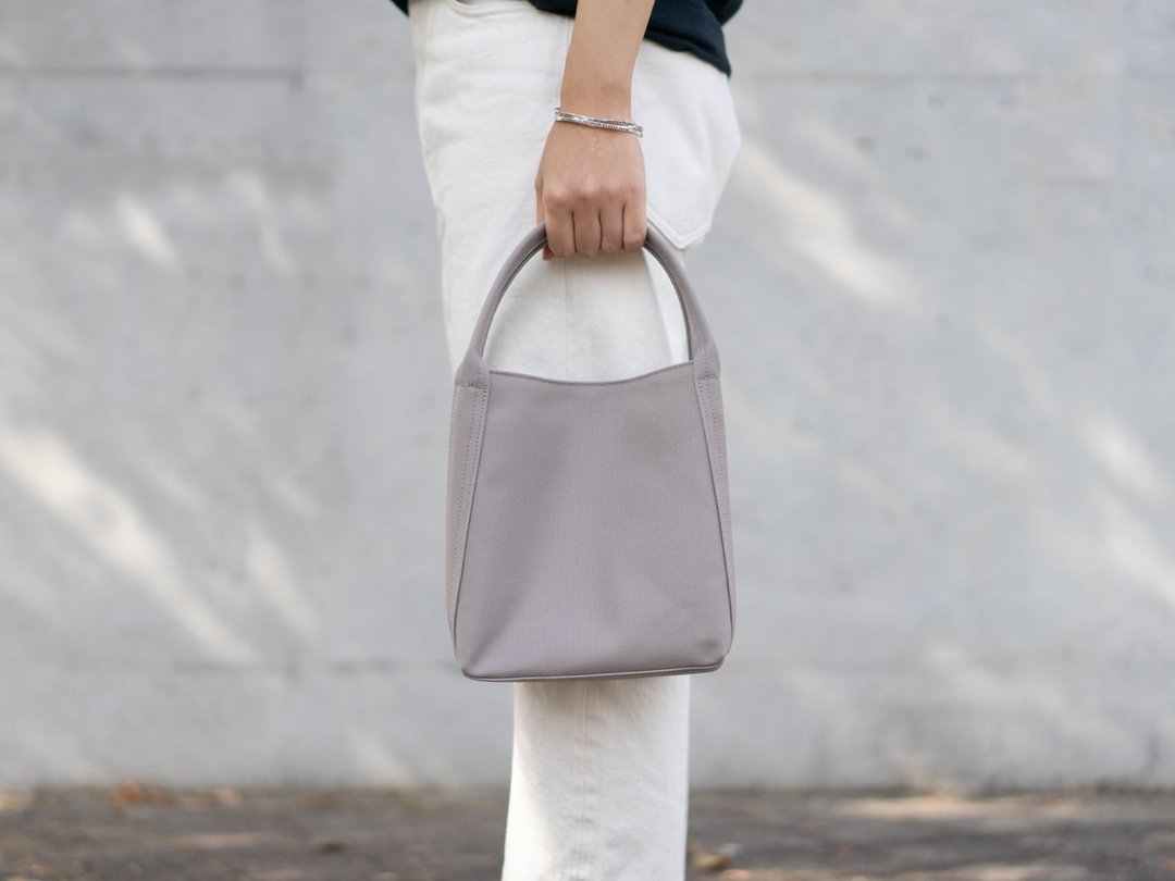 Shiribari tote S gray - 手提包/手提袋 - 棉 灰色