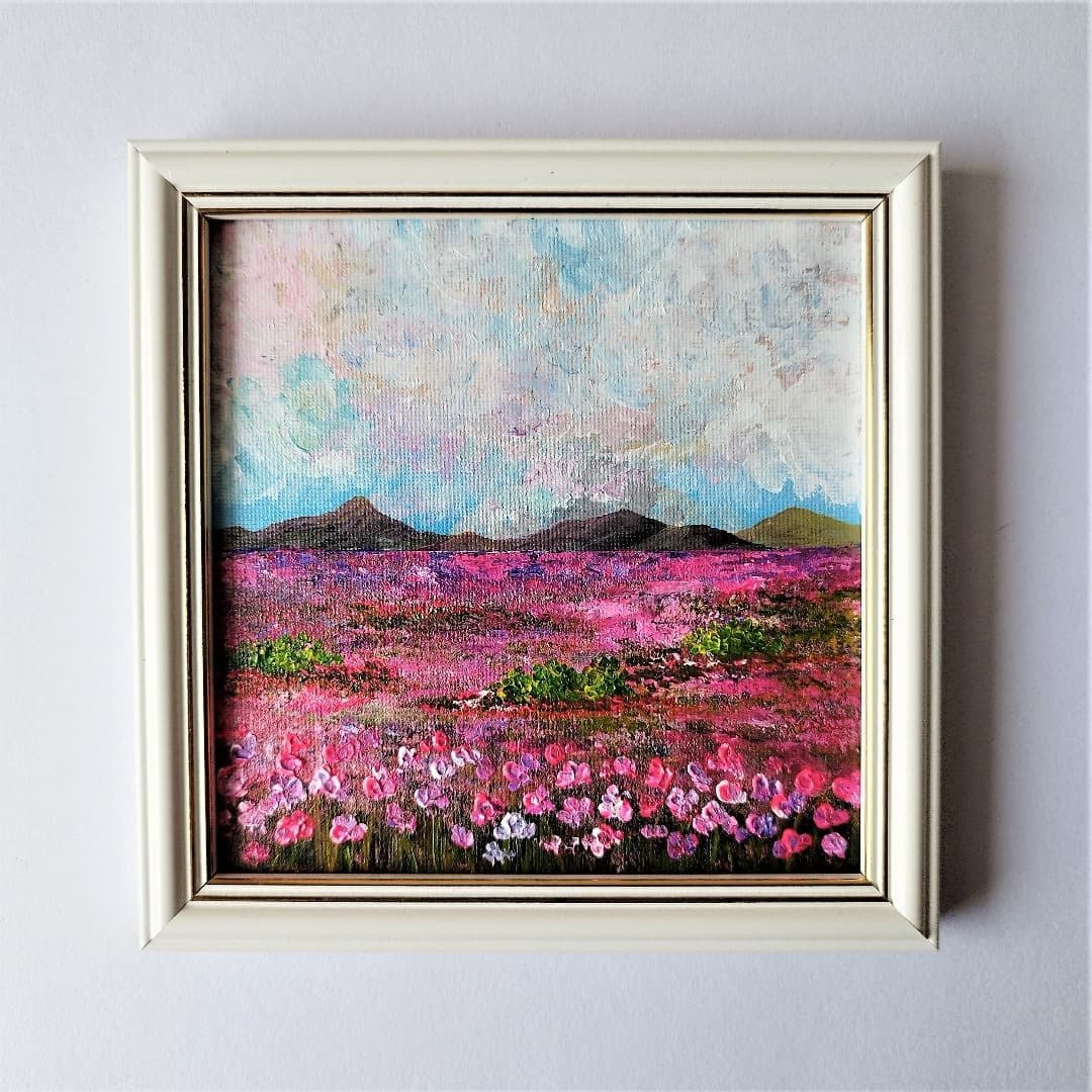 Landscape with Pink Flowers Hanging Painting Wall Decoration Nature Art 客廳 掛畫 自然 - 墙贴/壁贴 - 压克力 粉红色