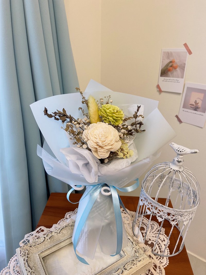 湖水绿干燥小花束  毕业花束  送礼 生日礼  韩式花束 太阳花 - 干燥花/捧花 - 植物．花 绿色