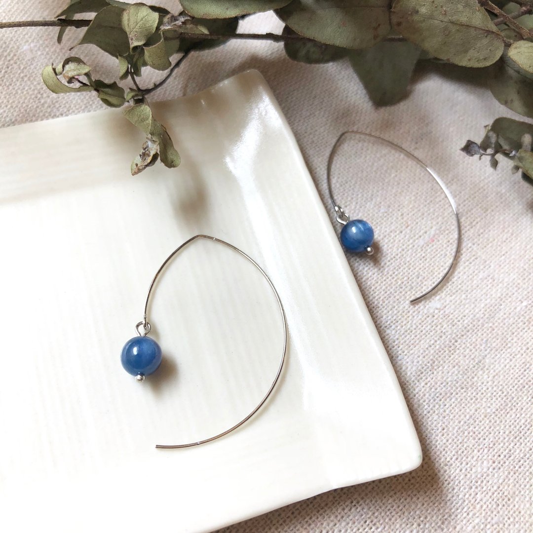 蓝晶石耳环 Kyanite Earrings - 耳环/耳夹 - 半宝石 蓝色