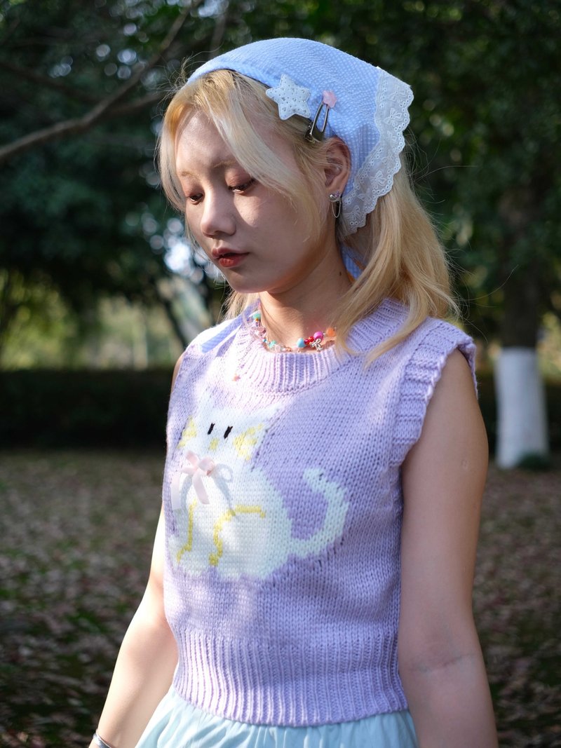 喵猫虫士多猫猫春夏针织背心 - 女装针织衫/毛衣 - 其他人造纤维 粉红色